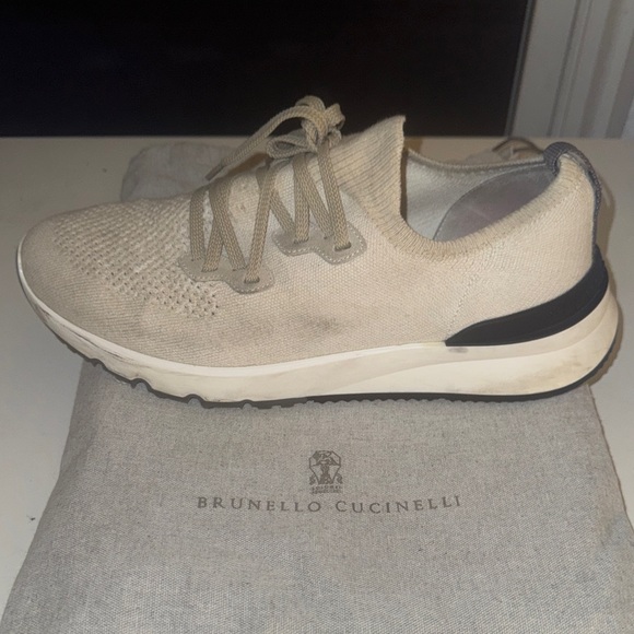 Brunello Cucinelli Light Tan Knit Sneakers - Picture 5 of 11